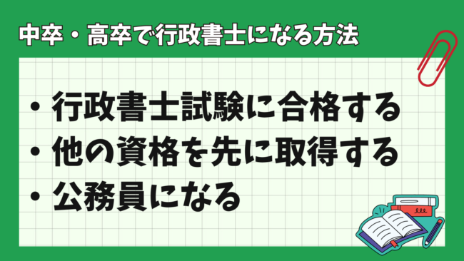 行政書士は中卒・高卒でなれる? なる方法