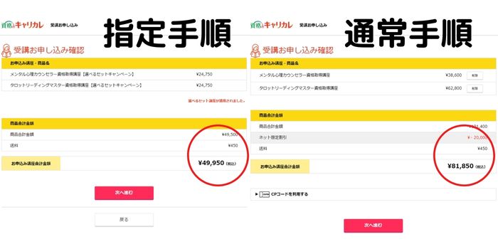 キャリカレのキャンペーン・クーポン使用時の注意点,キャリカレ
